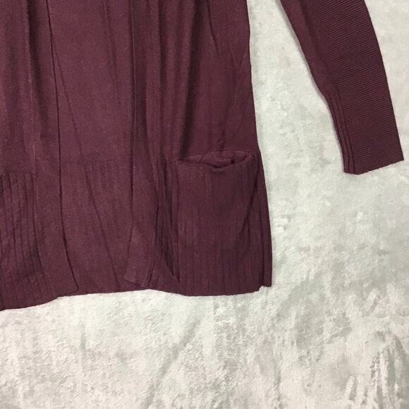Devotion by Cyrus Womens Small Open Front Cardigan Sweater Burgundy Maroon - Picture 8 of 10